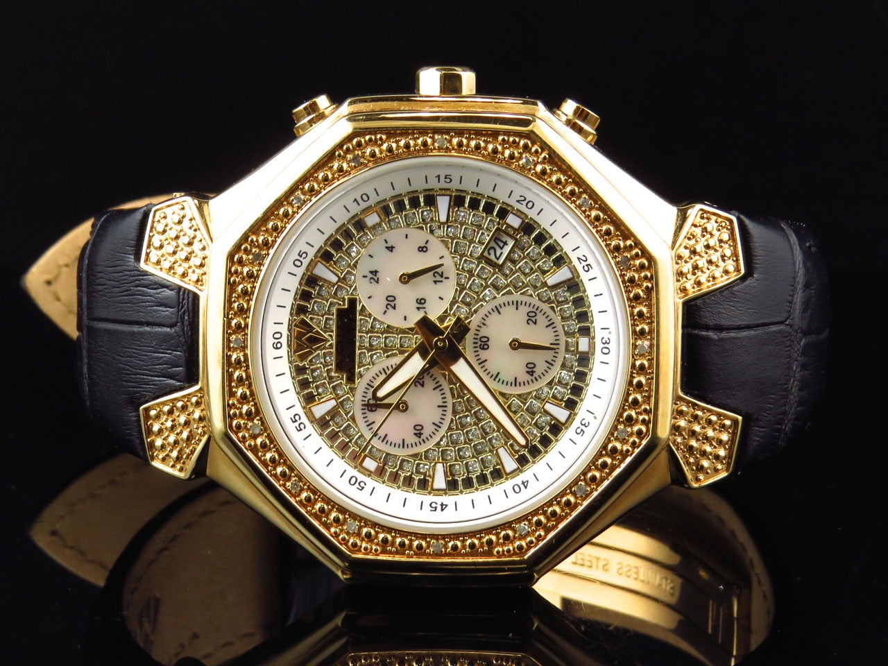 JEWELRY UNLIMITED Mens Joe Rodeo Jojo Octagon Shape Diamond Watch 0.25 Ct