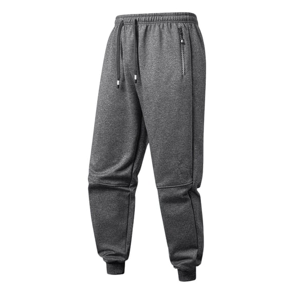 Mens Jogger Pants Fleece Lined Drawstring Elastic Waist Active Athletic Casual Winter Warm Sweatpants with Zip Pockets (XL, Dark Gray)