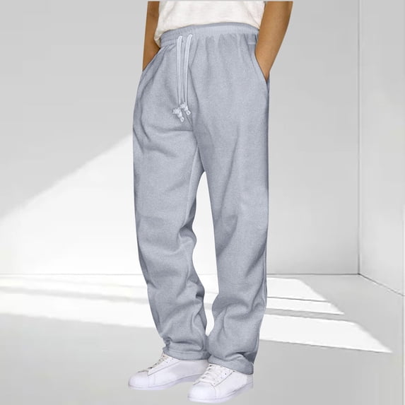 Mens Jogger Pants Men's Comfortable Solid Color Elastic Waist Cargo Pants with Pockets Drawstring Hiking Outdoor Sweatpants