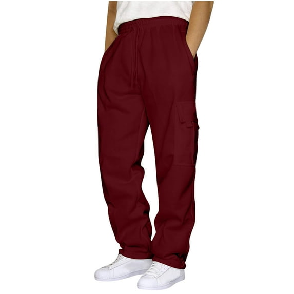 Mens Joggers With Cargo Pockets Cargo Pants for Men Baggy Cargo Pants Men Heavyweight Fleece Cargo Pants Sweatpants Open Bottom Pantalones Anchos De Hombre