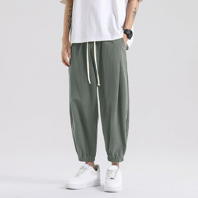 Mens Joggers Clearance Solid Color Running Big and Tall Sweatpants Casual Elastic Waist Gym Jogger Pants Workout Grey Long Sweat Pants Track Pants Walmart