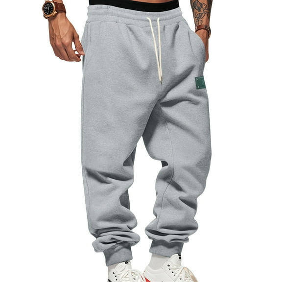 Mens Joggers Fleece Sweatpants with Adjustable Waistband Athletic Pants for Men with Soft Breathable Fabric Deep Pockets Light Gray M