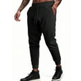 thumbnail image 1 of Mens Jogging Pants Casual Loose Waffle Joggers Sweatpants with Pockets Fall Elastic Waist Drawstring Pants M, Black, 1 of 7