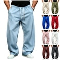 thumbnail image 1 of Mens Jogging Pants Drawstring Straight Leg Sports Sweatpants Casual Athletic Joggers with Pockets Solid Color Elastic Waist Lounge Trousers, 1 of 7