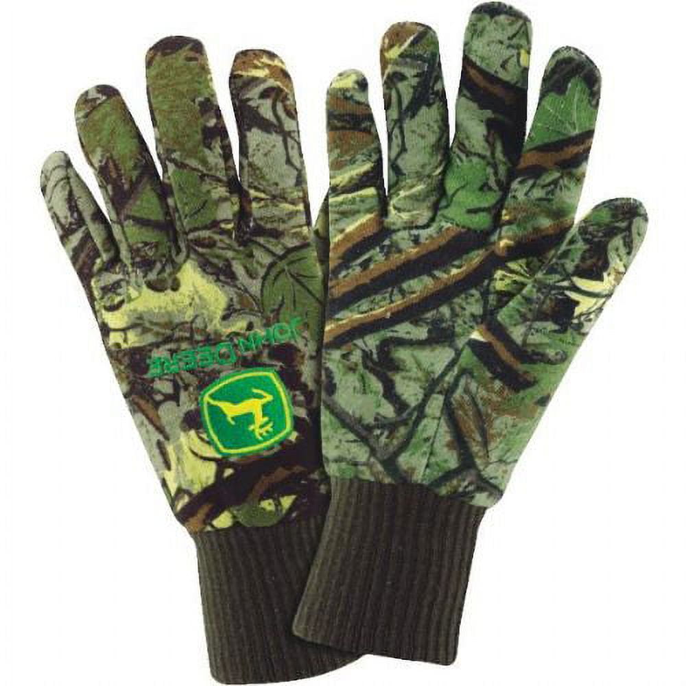Mens John Deere Lined Camouflage Jersey Gloves (LARGE) - LP47694