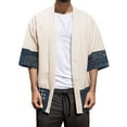 thumbnail image 1 of Mens Join Together Style National Style Retro Hanfu Japanese Loose Cardigan Coat, 1 of 6