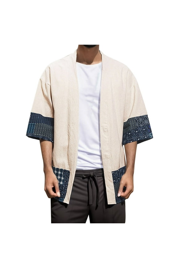 Mens Join Together Style National Style Retro Hanfu Japanese Loose Cardigan Coat