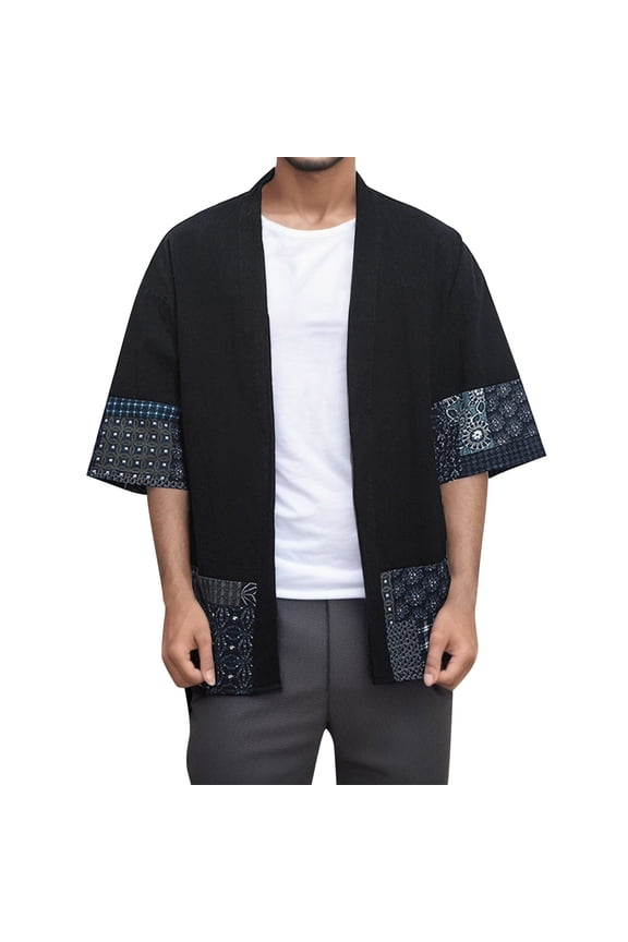 Mens Join Together Style National Style Retro Hanfu Japanese Loose Cardigan Coat