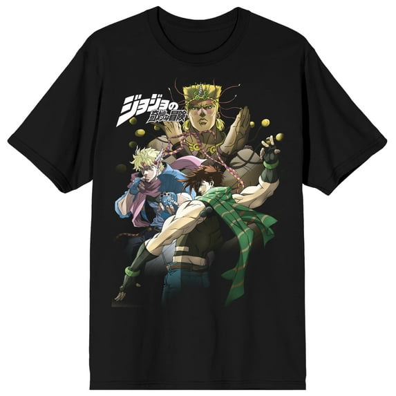 Mens Jojo's Bizarre Adventure Anime Cartoon Black Graphic Tee Shirt-Small