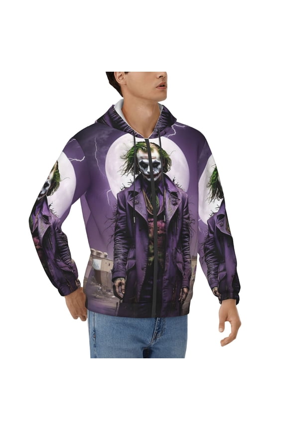 Mens Joker Zip Up Graphic Hoodie with Pockets Comfort Long Sleeve Soft Hoodies