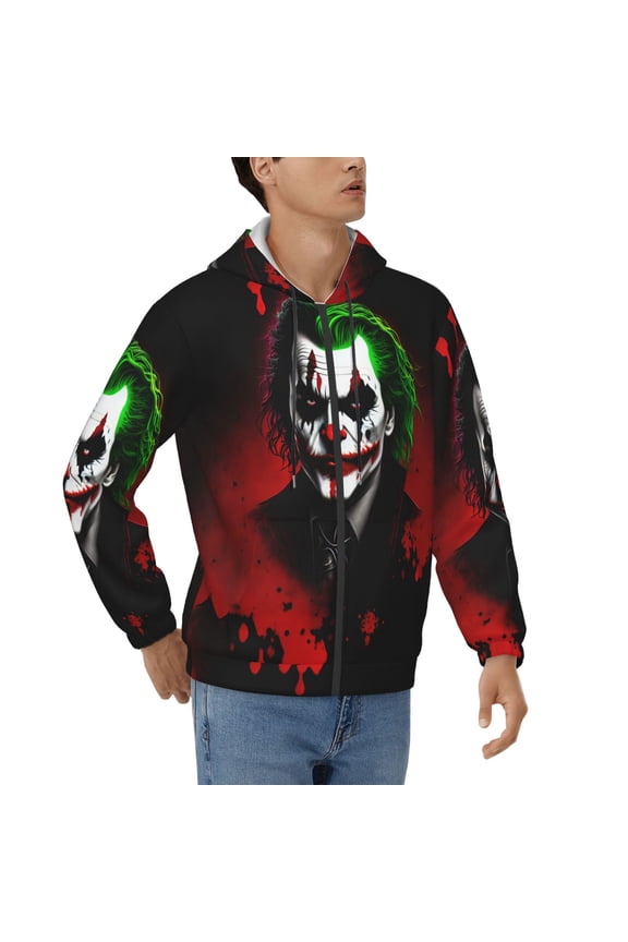 Mens Joker Zip Up Graphic Hoodie with Pockets Comfort Long Sleeve Soft Hoodies