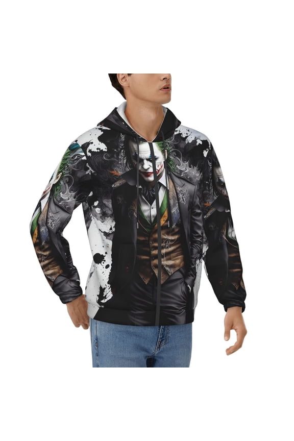 Mens Joker Zip Up Graphic Hoodie with Pockets Comfort Long Sleeve Soft Hoodies