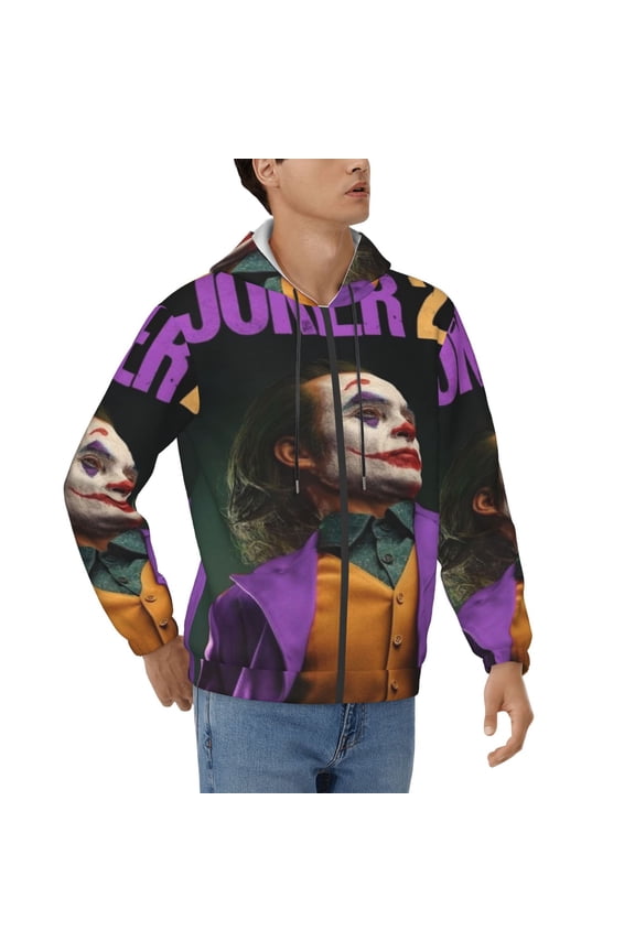 Mens Joker Zip Up Graphic Hoodie with Pockets Comfort Long Sleeve Soft Hoodies