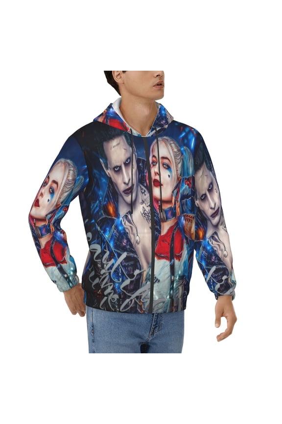 Mens Joker Zip Up Graphic Hoodie with Pockets Comfort Long Sleeve Soft Hoodies