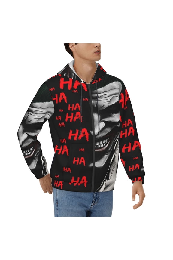 Mens Joker Zip Up Graphic Hoodie with Pockets Comfort Long Sleeve Soft Hoodies