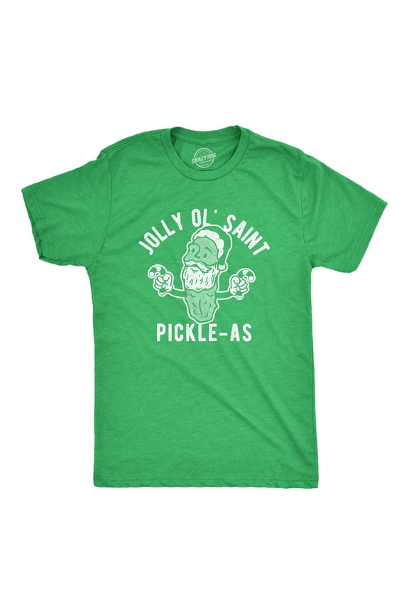 Mens Jolly Ol Saint Pickle-As T Shirt Funny Christmas Santa Pickle Graphic Tee Graphic Tees