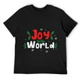 thumbnail image 1 of Mens Joy To The World Poinsettia Leave Flower Christmas T-Shirt Black, 1 of 5