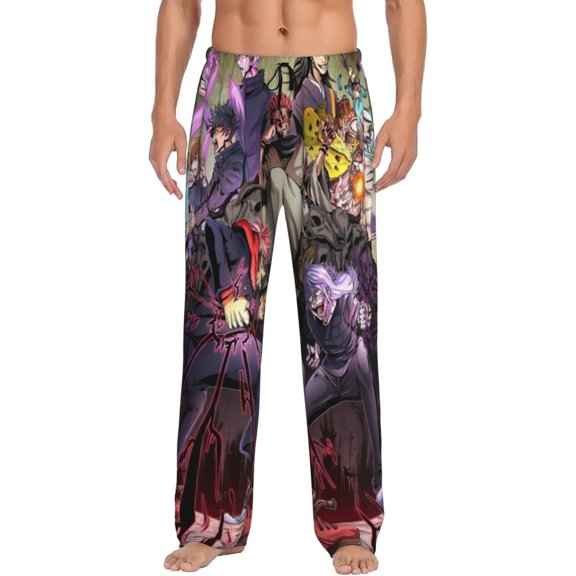 Mens Jujutsu Anime Kaisen Pajama Pants Lounge Pants Super Soft Pajama Bottoms with Pockets Drawstring