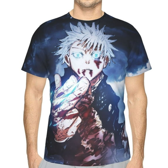 Mens Jujutsu Kaisen 3d Print T-Shirt Crewneck Short Sleeve Tee Shirt