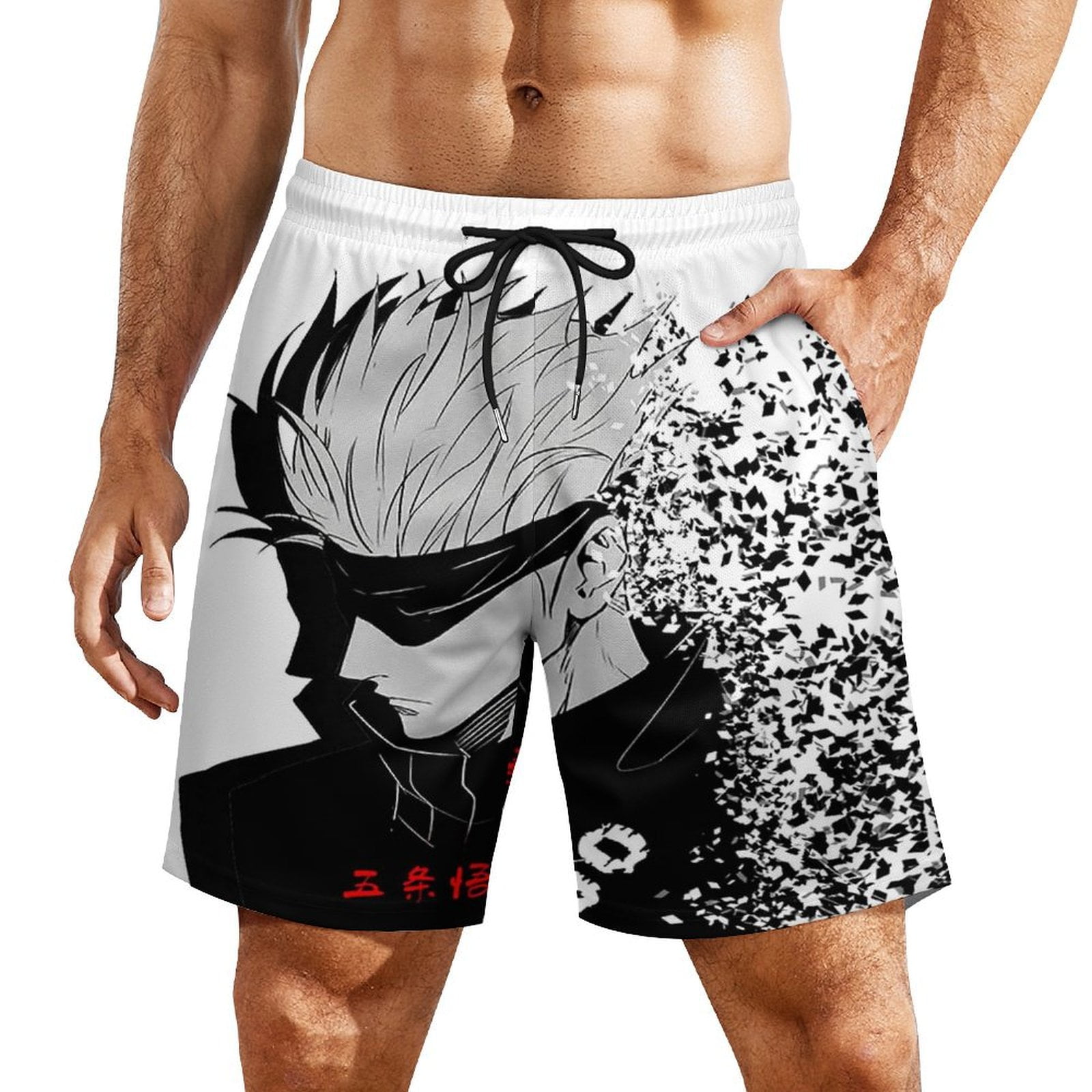 Mens Jujutsu Kaisen Gojo Swim Trunks with Compression Liner Quick Dry ...