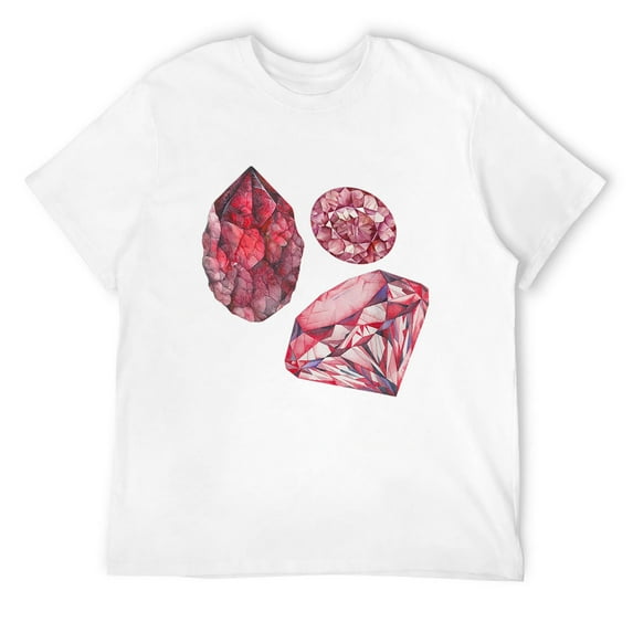 Mens July Ruby, Birth Month Gemstone, Cancer Zodiac T-Shirt White 3X-Large