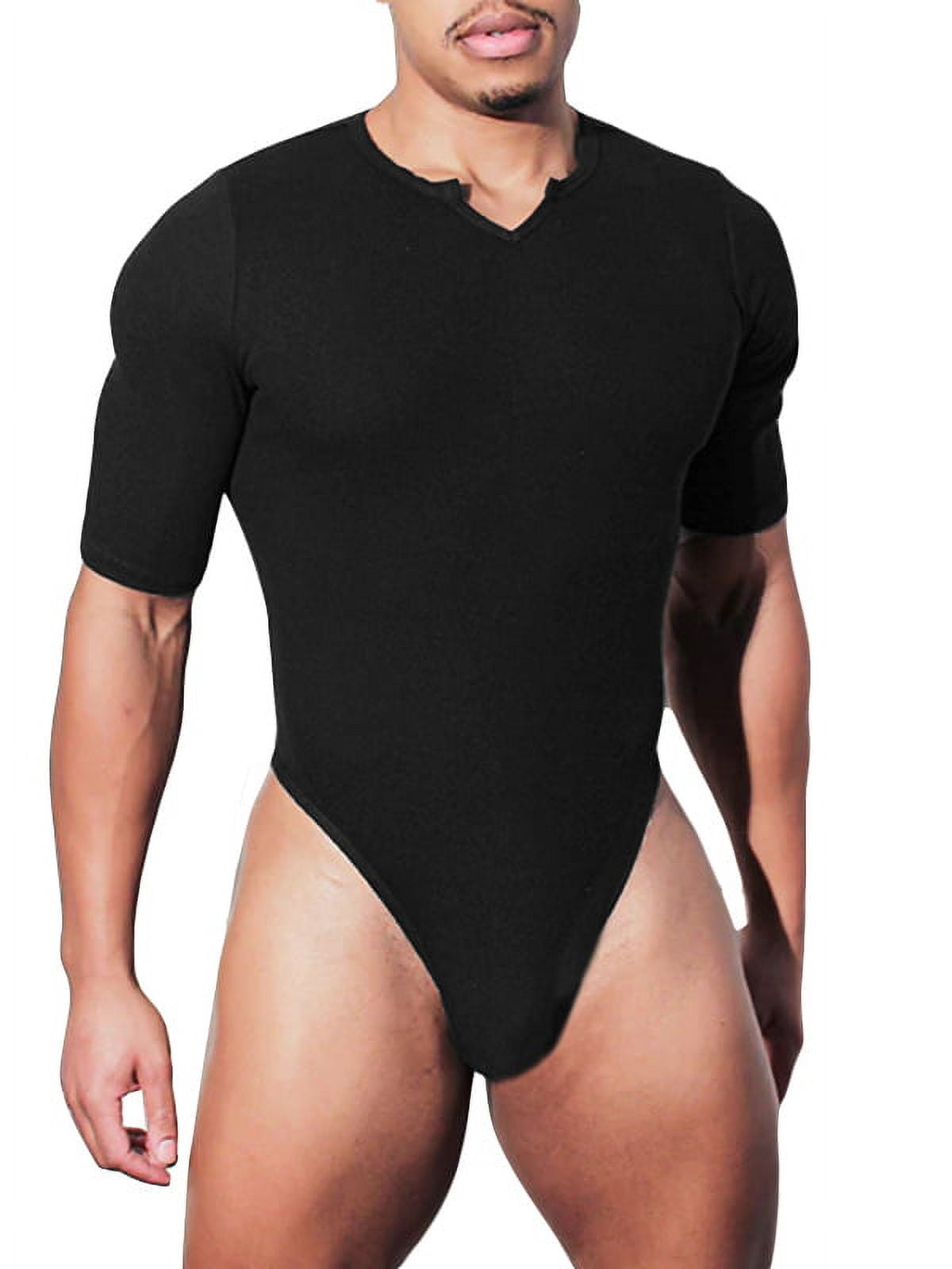 Mens Jumpsuit Short Sleeve Solid Color Slim fit Bodysuits Underwear Leotard Walmart