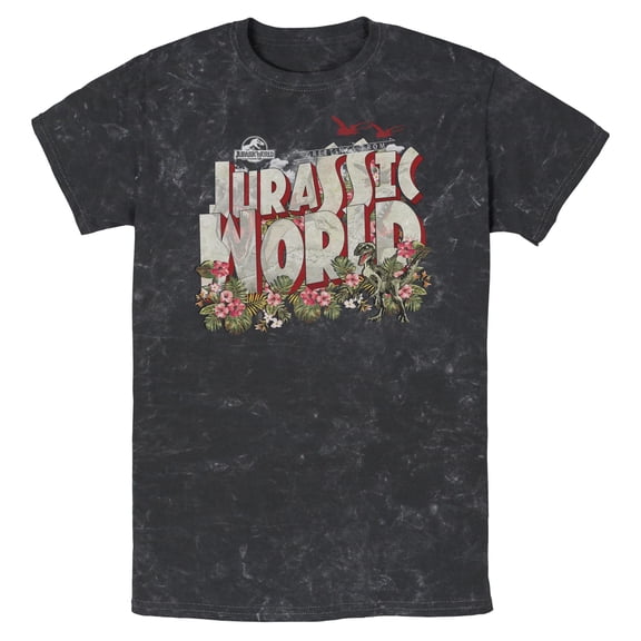 Mens Jurassic World Cartoon Floral Logo T Shirt
