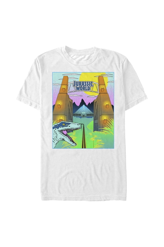 Mens Jurassic World Retro Park Gates T Shirt