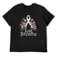 thumbnail image 1 of Mens Just Breathe Lung Cancer Awareness Lungs Floral Respiratory T-Shirt Black X-Large, 1 of 5