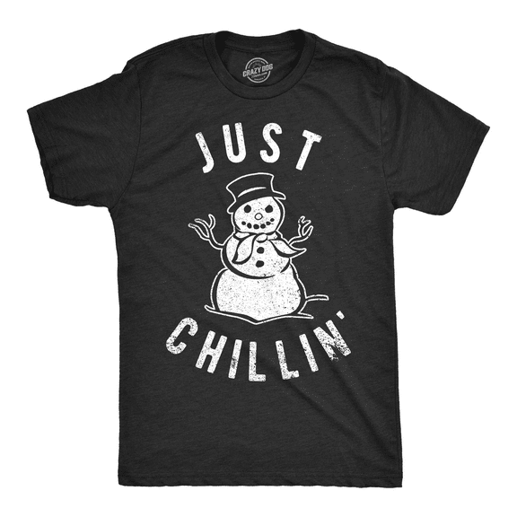 Mens Just Chillin Snowman T shirt Hilarious Saying Funny Christmas Novelty Guys Graphic Tees
