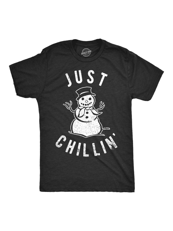 Mens Just Chillin Snowman T shirt Hilarious Saying Funny Christmas Novelty Guys Graphic Tees