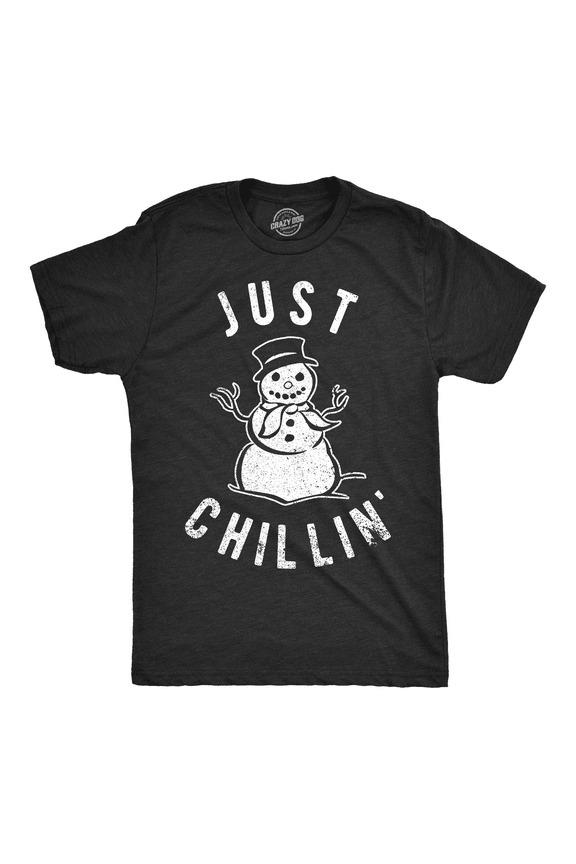 Mens Just Chillin Snowman T shirt Hilarious Saying Funny Christmas Novelty Guys Graphic Tees