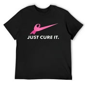 ANYPINK Mens Just Cure It Breast Cancer Awareness T-Shirt Black Small