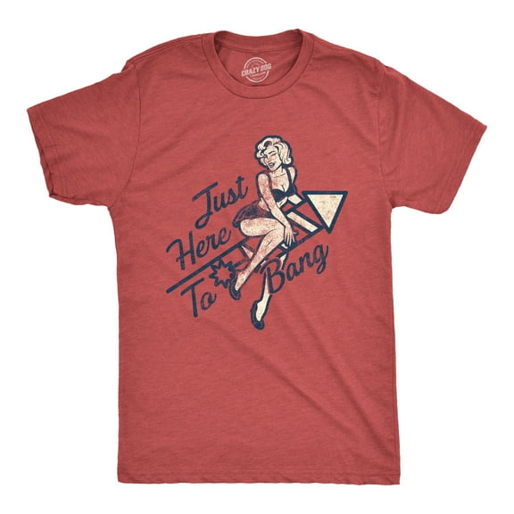 Mens Just Here to Bang T Shirt Funny Firework Pin Up Model USA Graphic Tee Graphic Tees