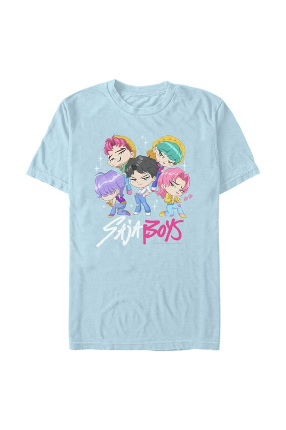 Mens KPop Demon Hunters Saja Boys Chibi Group T Shirt