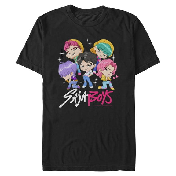 Mens KPop Demon Hunters Saja Boys Chibi Group T Shirt