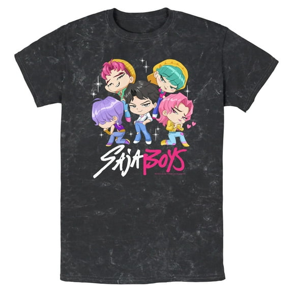 Mens KPop Demon Hunters Saja Boys Chibi Group T Shirt