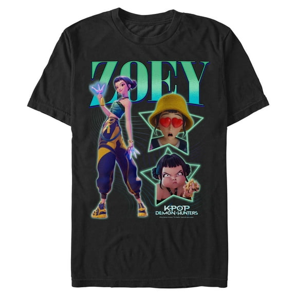 Mens KPop Demon Hunters Zoey Super Star Logo T Shirt