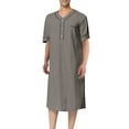 thumbnail image 1 of Mens Kaftan Robe Short Sleeve Thobe Button Down Henley Casual Gown Shirt, 1 of 2