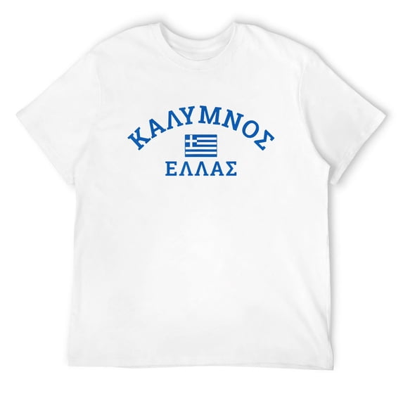 Mens Kalymnos Greece Greek Flag T-Shirt White Small