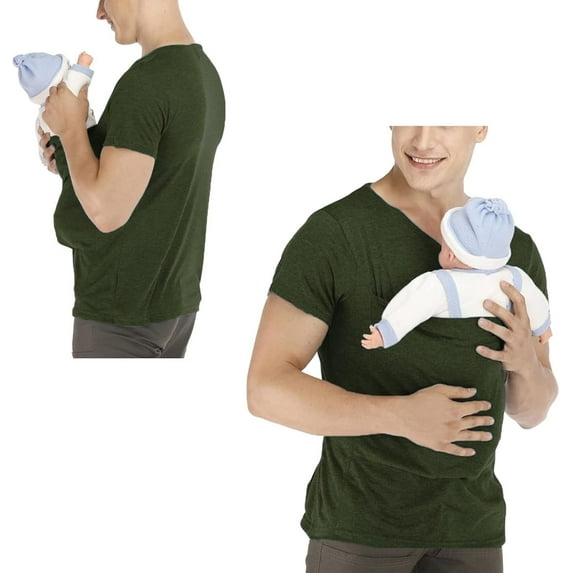 Mens Kangaroo Bb Carrier Shirt, Dad Shirt Bb Carrier Kangaroo Shirt for Dad and Bb V Neck Short Sleeve Kangaroo T Shirt