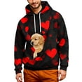 thumbnail image 1 of Mens Kangaroo Pouch Hoodie Valentine's Day Dogs Cats Pet Carrier Hooded Sweatshirts Oversize Long Sleeve Animal Holder Pullover Tops Red L, 1 of 5