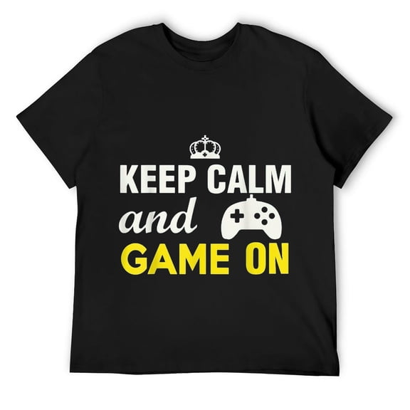 Mens Keep Calm And Game Video Gamer Computer Gaming Geek Funny T-Shirt Black