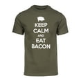 thumbnail image 1 of Mens Keep Calm and Eat Bacon Short-Sleeve T-Shirt - Olive - X-Large, 1 of 1