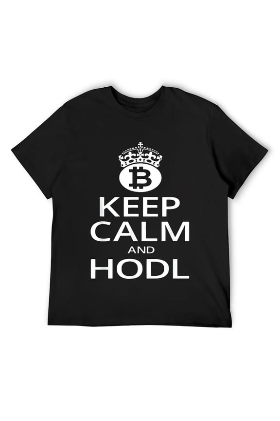 Mens Keep Calm and HODL Bitcoin - Funny Cryptocurrency T-Shirt Black