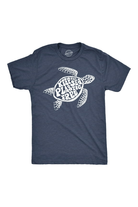 Mens Keep The Sea Plastic Free T Shirt Cute Sea Turtle Earth Day Tee Graphic Tees