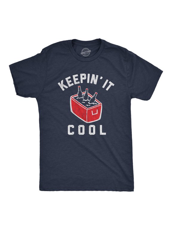 Mens Keepin It Cool T Shirt Funny Beer Cooler Ice Chest Summer Grilling Graphic Tee Graphic Tees
