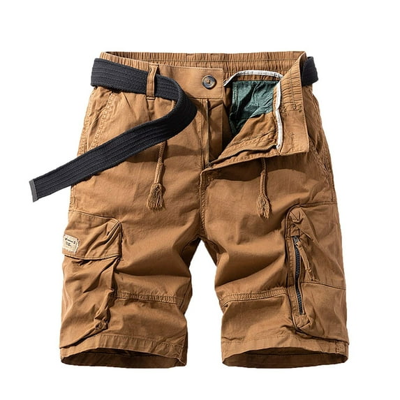 Mens Khaki Cargo Shorts, Classic Design, Multi - Pockets, Summer Daily & Outdoor Use
