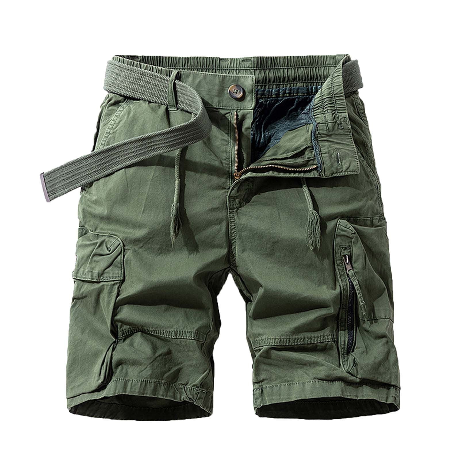 Mens Khaki Cargo Shorts, Classic Design, Multi - Pockets, Summer