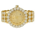 thumbnail image 1 of Mens Khronos Luxury Custom Watch Real Diamonds Dial Yellow Gold Tone Flower Bezel Band Iced Out W/Date, 1 of 6
